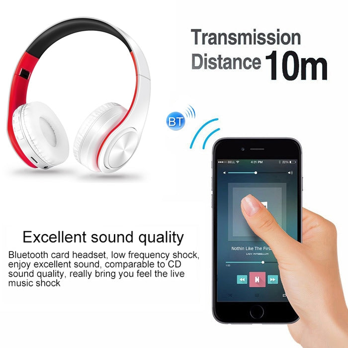 LPT660 Auriculares Bluetooth Estéreo Desportivos Dobráveis Sem Fios para Telemóveis com Suporte para Cartão TF