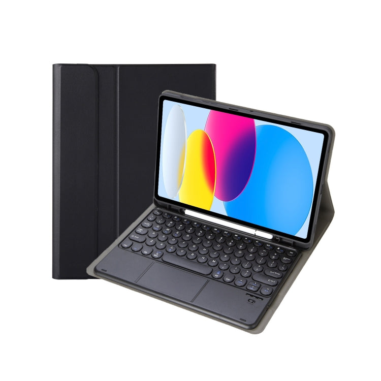 Para iPad 11 2025 / 10ª Geração 10.9 2022 Capa de Couro para Tablet com Teclado Tátil Bluetooth com Textura de Pele de Carneiro e Slot para Caneta YA10B-A, YA10B-A
