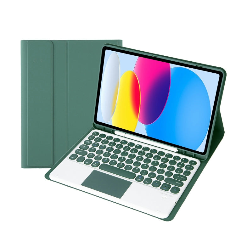 Para iPad 11 2025 / 10ª Geração 10.9 2022 Capa de Couro para Tablet com Teclado Tátil Bluetooth com Textura de Pele de Carneiro e Slot para Caneta YA10B-A, YA10B-A