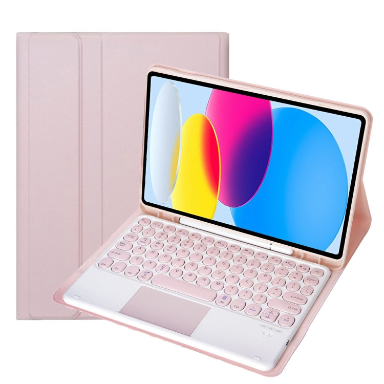 Para iPad 11 2025 / 10ª Geração 10.9 2022 Capa de Couro para Tablet com Teclado Tátil Bluetooth com Textura de Pele de Carneiro e Slot para Caneta YA10B-A, YA10B-A