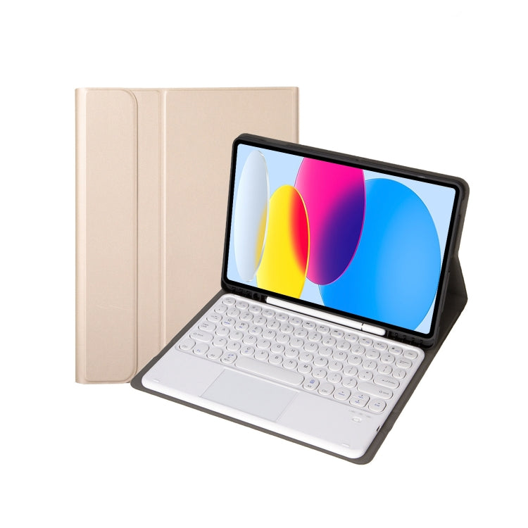 Para iPad 11 2025 / 10ª Geração 10.9 2022 Capa de Couro para Tablet com Teclado Tátil Bluetooth com Textura de Pele de Carneiro e Slot para Caneta YA10B-A, YA10B-A