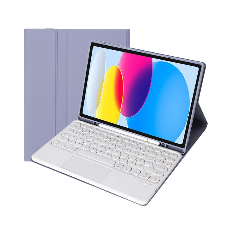Para iPad 11 2025 / 10ª Geração 10.9 2022 Capa de Couro para Tablet com Teclado Tátil Bluetooth com Textura de Pele de Carneiro e Slot para Caneta YA10B-A, YA10B-A
