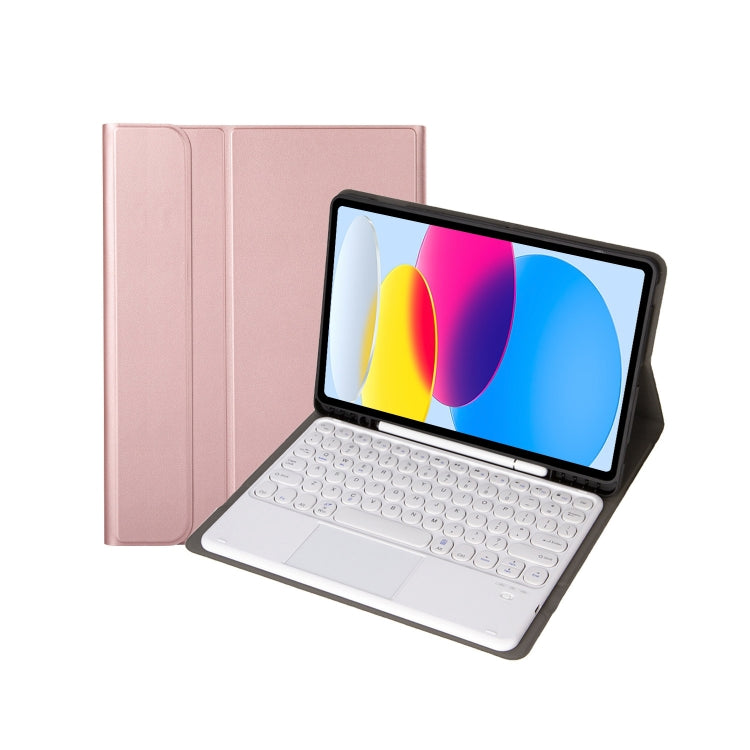 Para iPad 11 2025 / 10ª Geração 10.9 2022 Capa de Couro para Tablet com Teclado Tátil Bluetooth com Textura de Pele de Carneiro e Slot para Caneta YA10B-A, YA10B-A