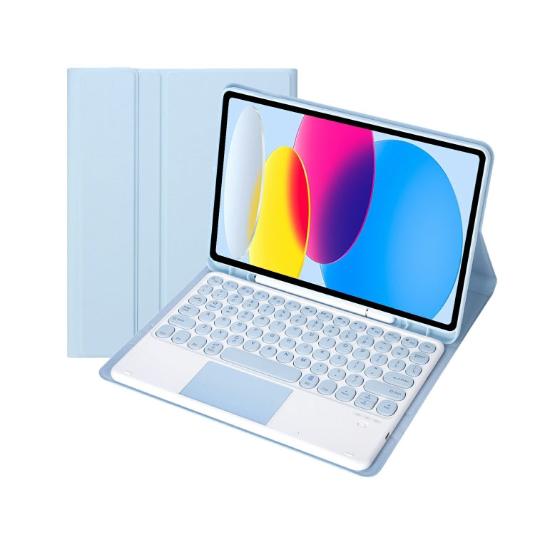 Para iPad 11 2025 / 10ª Geração 10.9 2022 Capa de Couro para Tablet com Teclado Tátil Bluetooth com Textura de Pele de Carneiro e Slot para Caneta YA10B-A, YA10B-A