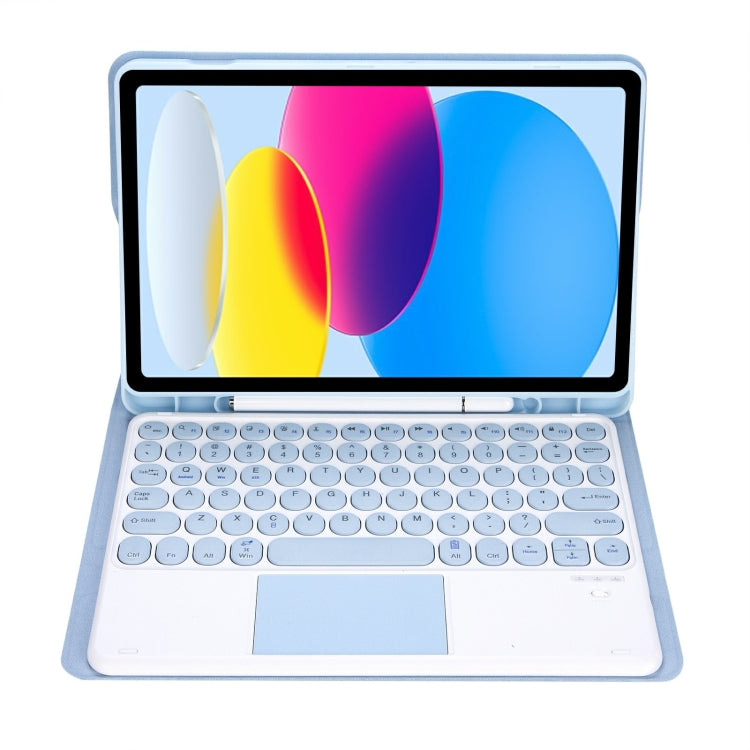 Para iPad 11 2025 / 10ª Geração 10.9 2022 Capa de Couro para Tablet com Teclado Tátil Bluetooth com Textura de Pele de Carneiro e Slot para Caneta YA10B-A, YA10B-A