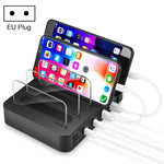Carregador Inteligente 45W PD USB-C / Tipo-C + 18W PD USB-C / Tipo-C + 18W QC 3.0 USB + Portas USB com Moldura Destacável, Ficha UE, 016PD Ficha UE