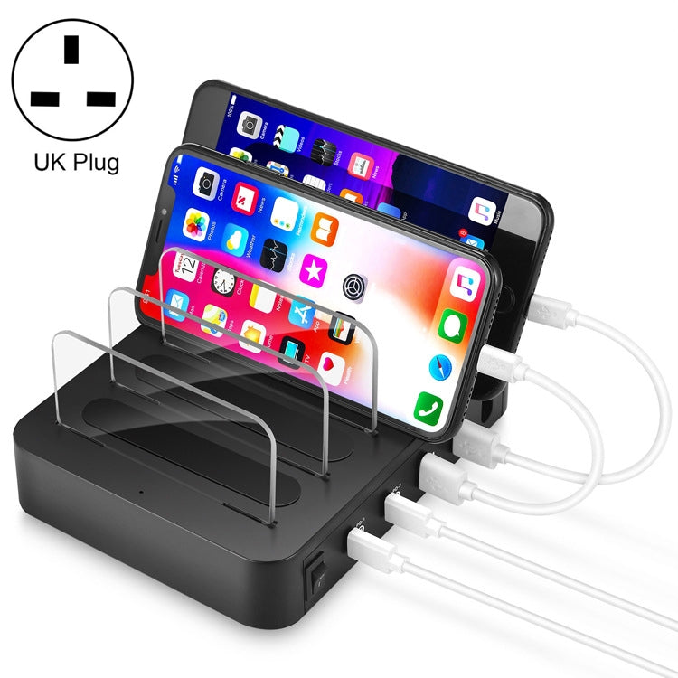 Carregador Inteligente 45W PD USB-C / Tipo-C + 18W PD USB-C / Tipo-C + 18W QC 3.0 USB + Portas USB com Moldura Destacável, Ficha UK, 016PD Ficha UK