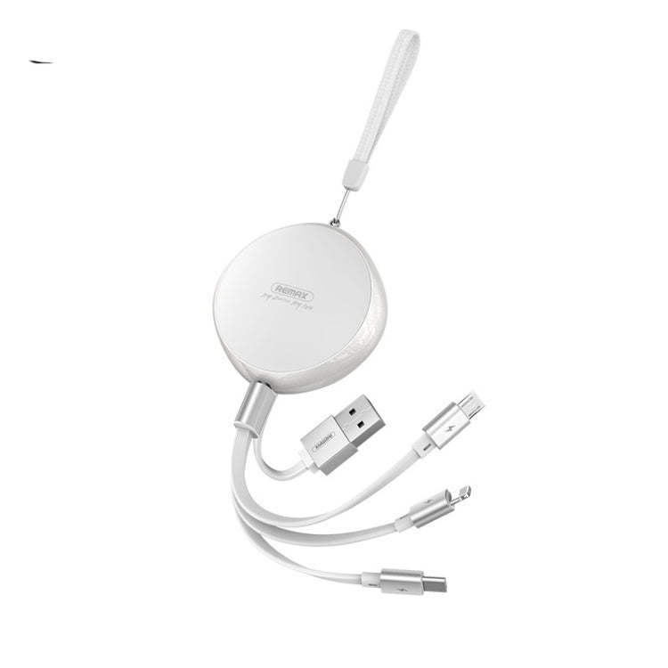REMAX RC-185th 3 em 1 Cabo de Dados e Carregamento Telescópico USB 2.1A para 8 Pinos + USB-C / Type-C + Micro USB Série Sury