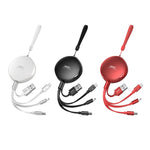 REMAX RC-185th 3 em 1 Cabo de Dados e Carregamento Telescópico USB 2.1A para 8 Pinos + USB-C / Type-C + Micro USB Série Sury