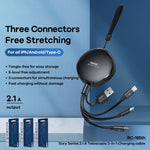REMAX RC-185th 3 em 1 Cabo de Dados e Carregamento Telescópico USB 2.1A para 8 Pinos + USB-C / Type-C + Micro USB Série Sury