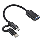 Cabo Adaptador OTG Trançado em Nylon USB 3.0 Fêmea para Micro USB + USB-C / Tipo-C Macho para Carregamento e Transmissão, Comprimento do Cabo: 11cm, Micro USB Preto, Micro USB Azul, Micro USB Vermelho, Micro USB Prateado, Micro USB Branco