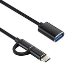 Cabo Adaptador OTG Trançado em Nylon USB 3.0 Fêmea para Micro USB + USB-C / Tipo-C Macho para Carregamento e Transmissão, Comprimento do Cabo: 11cm, Micro USB Preto, Micro USB Azul, Micro USB Vermelho, Micro USB Prateado, Micro USB Branco