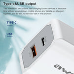Carregador de Viagem de Carregamento Rápido awei PD4 20W PD Tipo-C + QC 3.0 Interface USB com Cabo de Dados, Ficha UE