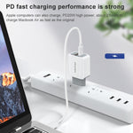 Carregador de Viagem de Carregamento Rápido awei PD4 20W PD Tipo-C + QC 3.0 Interface USB com Cabo de Dados, Ficha UE