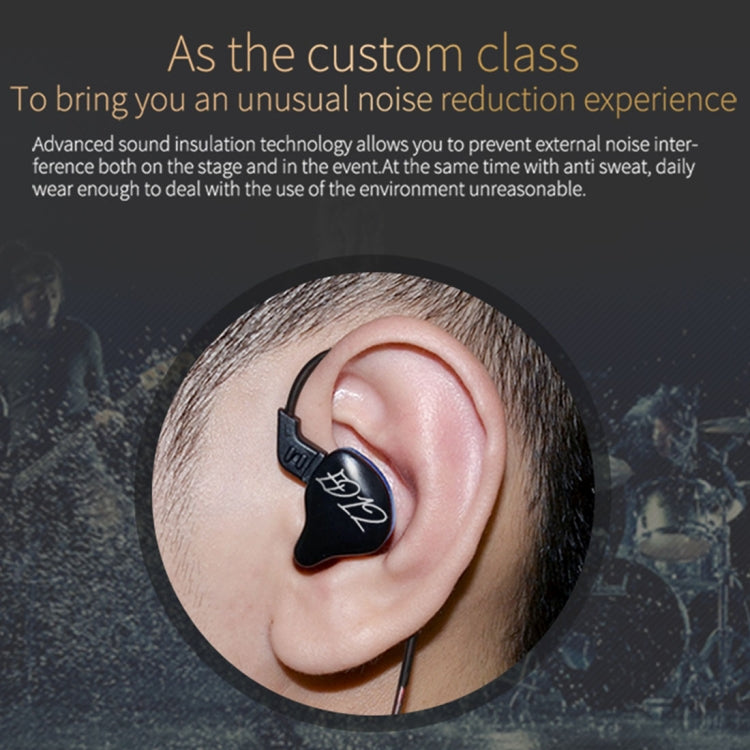 Auricular com Fio KZ ED12 Estilo Desportivo Intra-auricular com Jack 3,5mm e Controlo de Cabo, Comprimento do Cabo: 1,2m, ED12