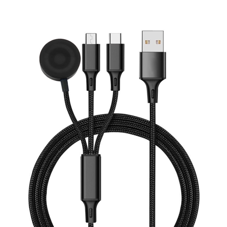 Para iPhone / Apple Watch Cabo de Carregamento Multifuncional 3 em 1 8 Pinos + Type-C / USB-C + Base de Carregamento Magnética, Comprimento: 1m, 3 em 1