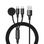 Para iPhone / Apple Watch Cabo de Carregamento Multifuncional 3 em 1 8 Pinos + Type-C / USB-C + Base de Carregamento Magnética, Comprimento: 1m, 3 em 1