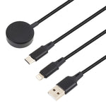 Para iPhone / Apple Watch Cabo de Carregamento Multifuncional 3 em 1 8 Pinos + Type-C / USB-C + Base de Carregamento Magnética, Comprimento: 1m, 3 em 1