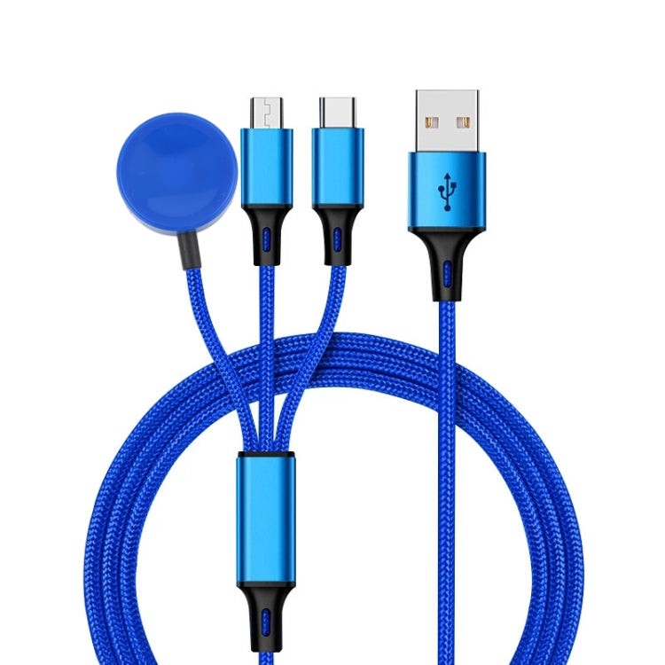 Para iPhone / Apple Watch Cabo de Carregamento Multifuncional 3 em 1 8 Pinos + Type-C / USB-C + Base de Carregamento Magnética, Comprimento: 1m, 3 em 1