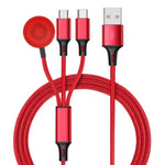Para iPhone / Apple Watch Cabo de Carregamento Multifuncional 3 em 1 8 Pinos + Type-C / USB-C + Base de Carregamento Magnética, Comprimento: 1m, 3 em 1