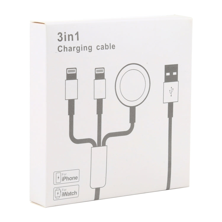 Para iPhone / Apple Watch Cabo de Carregamento Multifuncional 3 em 1 8 Pinos + Type-C / USB-C + Base de Carregamento Magnética, Comprimento: 1m, 3 em 1