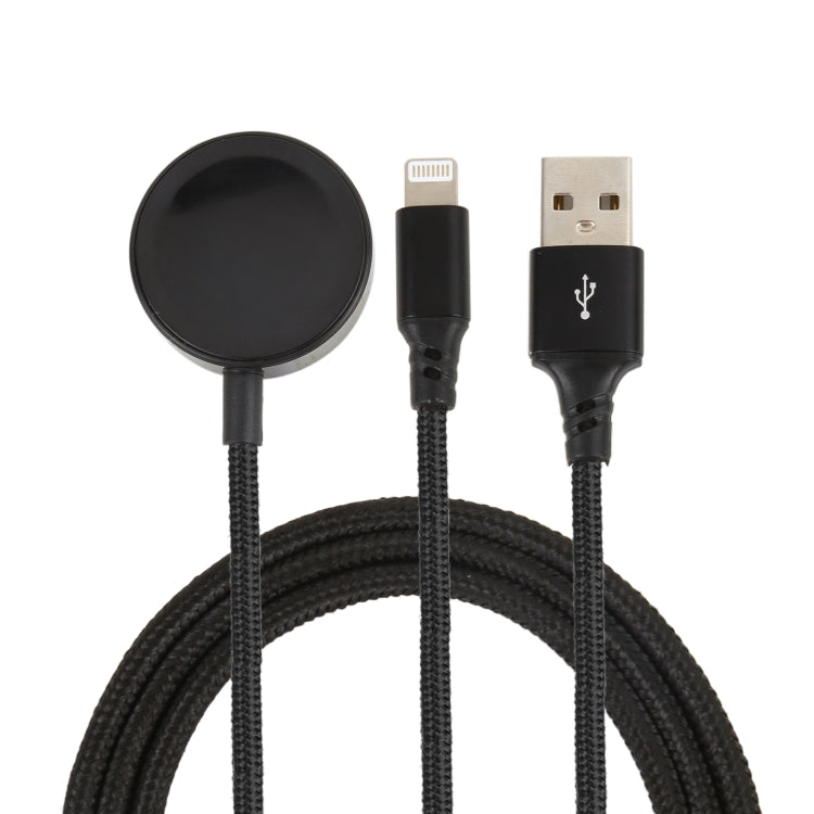 Para iPhone / Apple Watch Cabo de Carregamento Multifuncional 2 em 1 8 Pinos + Base de Carregamento Magnética, Comprimento: 1m, 2 em 1