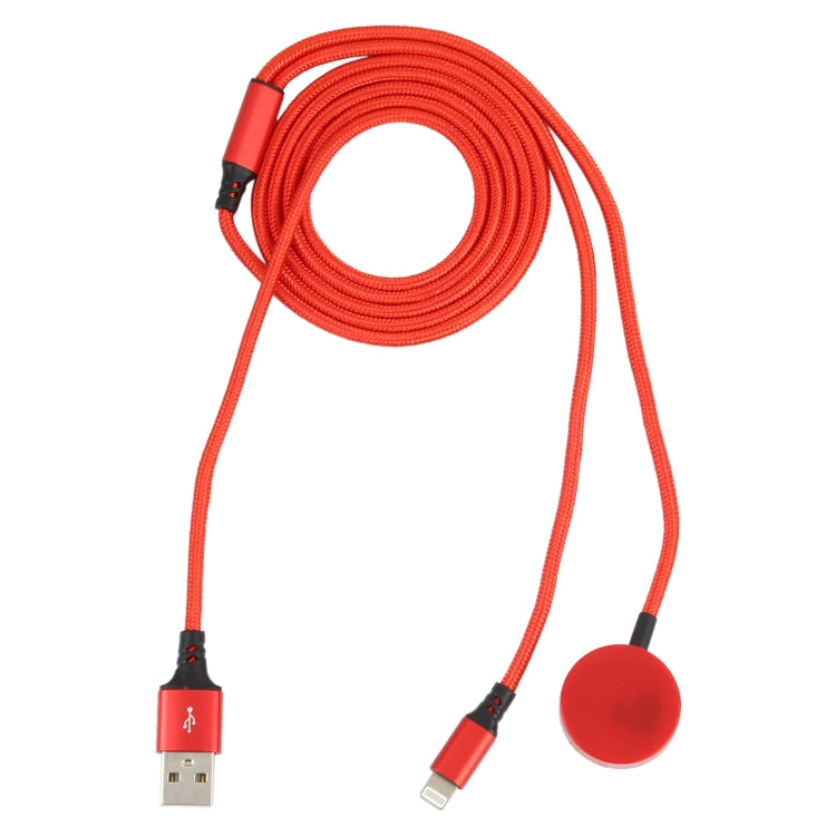 Para iPhone / Apple Watch Cabo de Carregamento Multifuncional 2 em 1 8 Pinos + Base de Carregamento Magnética, Comprimento: 1m, 2 em 1