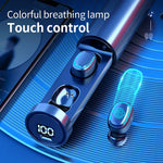 Auricular Bluetooth True Wireless C1 5.0 TWS com Display Digital Táctil Circular e Caixa de Carregamento, Chaminé Circular