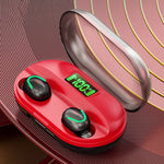 T2 Auricular Bluetooth 5.0 TWS com Ecrã Digital Tátil e Caixa de Carregamento, T2 (Preto), T2 (Vermelho), T2 (Branco)