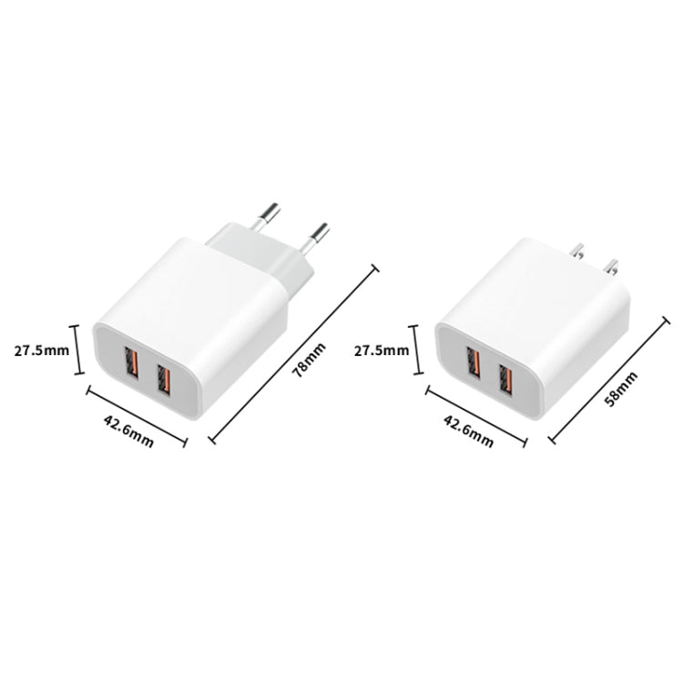 M117 Carregador Flash de Viagem USB Duplo 2.4A, Ficha UE, USB Duplo