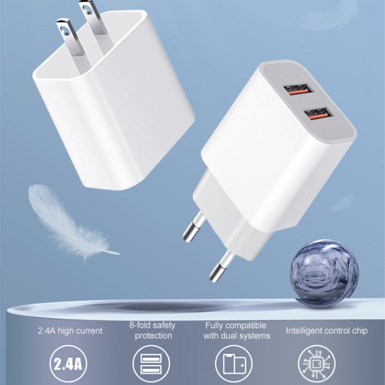 M117 Carregador Flash de Viagem USB Duplo 2.4A, Ficha UE, USB Duplo