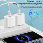 M117 Carregador Flash de Viagem USB Duplo 2.4A, Ficha UE, USB Duplo