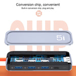 Estação de ancoragem multifunções ROCK RT16 5 em 1 Type-C / USB-C para HDMI + 4 USB 3.0 HUB conversor expansor, RT16