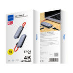 Estação de ancoragem multifunções ROCK RT16 5 em 1 Type-C / USB-C para HDMI + 4 USB 3.0 HUB conversor expansor, RT16