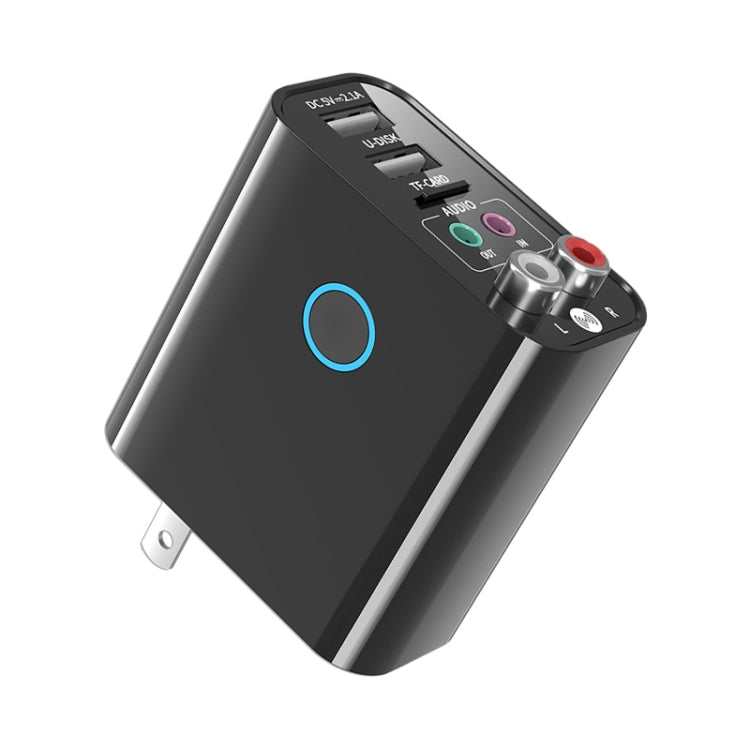 K16 Transmissor e Recetor de Áudio Bluetooth 5.0 Plug-in com Saída Dupla 3.5mm AUX + RAC e Comando à Distância, Ficha US, Ficha US
