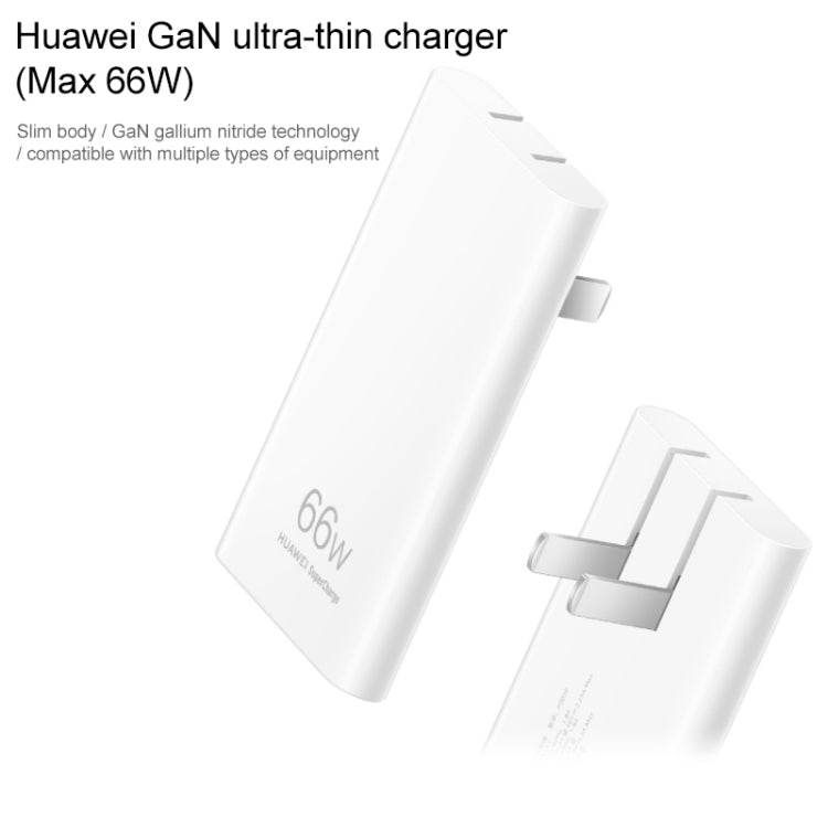 Carregador de Viagem Ultra-fino Original Huawei 66W GaN com Adaptador de Energia e Cabo Type-C / USB-C
