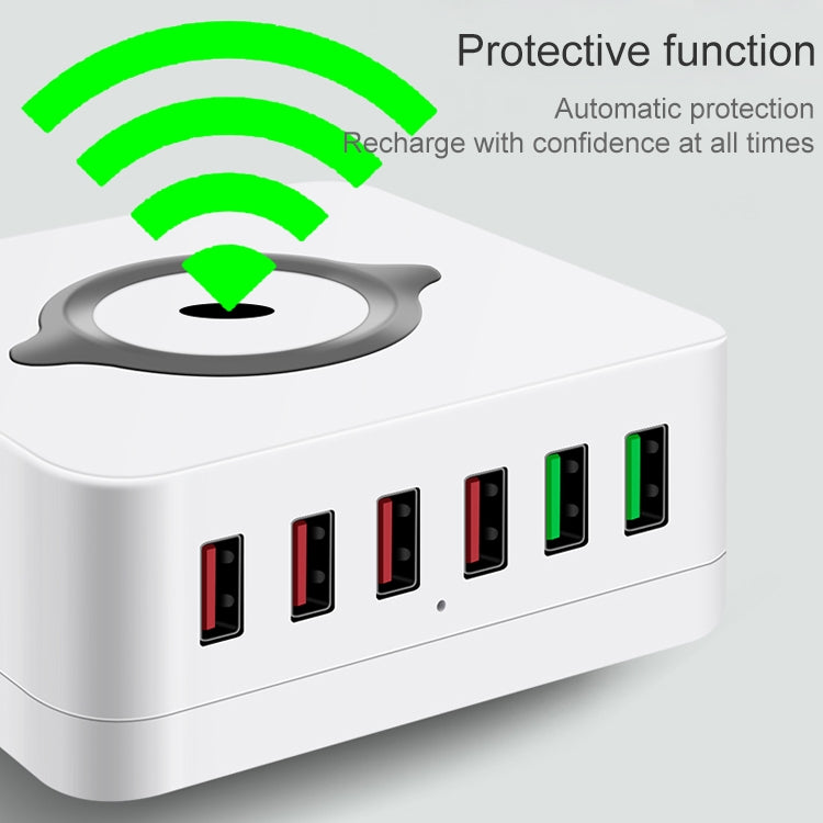 E6 Estação de Carregamento Sem Fios Multifuncional 7 em 1 Suporte Inteligente USB