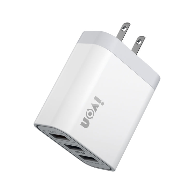 Carregador de Viagem IVON AD37 5A QC 3.0 com Três Portas USB, Ficha US, AD37