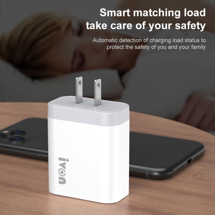 Carregador de Viagem IVON AD37 5A QC 3.0 com Três Portas USB, Ficha US, AD37