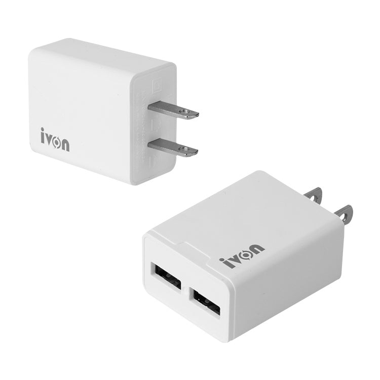Carregador de Viagem IVON AD38 5V 2.1A com Dupla Porta USB, Ficha US, AD38