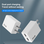 Carregador de Viagem IVON AD38 5V 2.1A com Dupla Porta USB, Ficha US, AD38