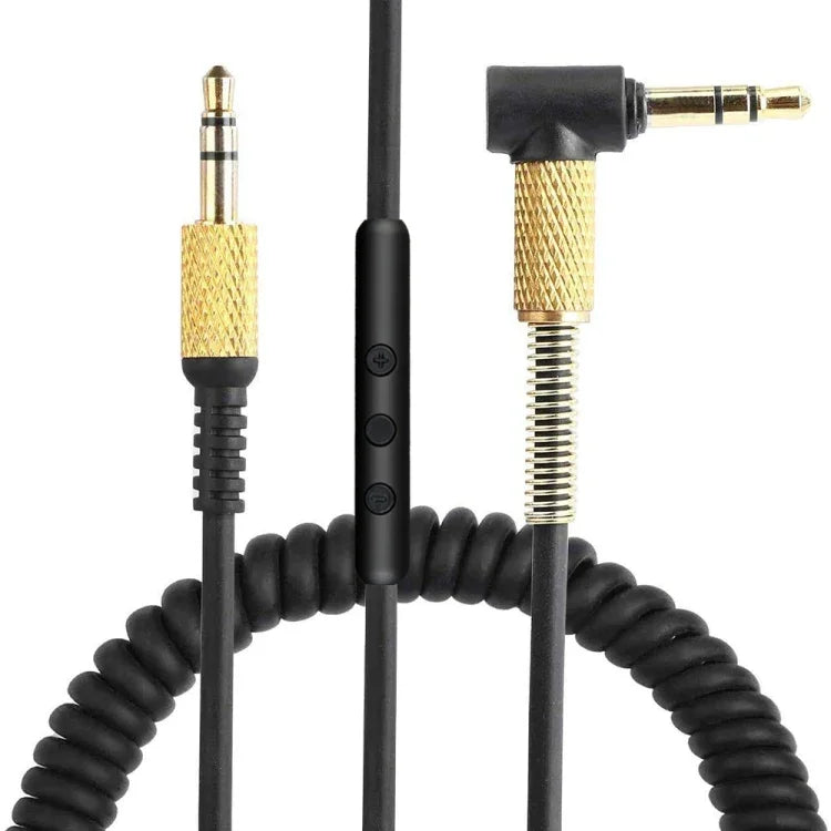 Cabo de Auriculares Macho para Macho 3,5mm com Controlo de Chamadas por Fio para Auriculares Marshall, Comprimento do Cabo: 1,25m-1,8m, Versão com Controlo de Chamadas por Fio