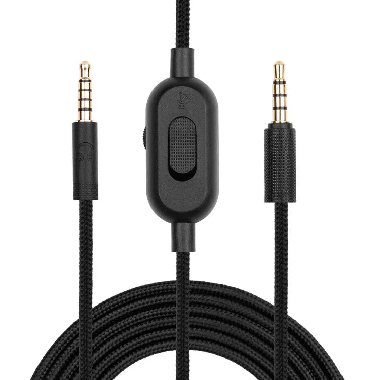 Cabo de Áudio para Auriculares Gaming Macho para Macho 3,5mm Logitech G433 / G233 / G Pro / G Pro X com Controlo por Fio, Comprimento do Cabo: 2m