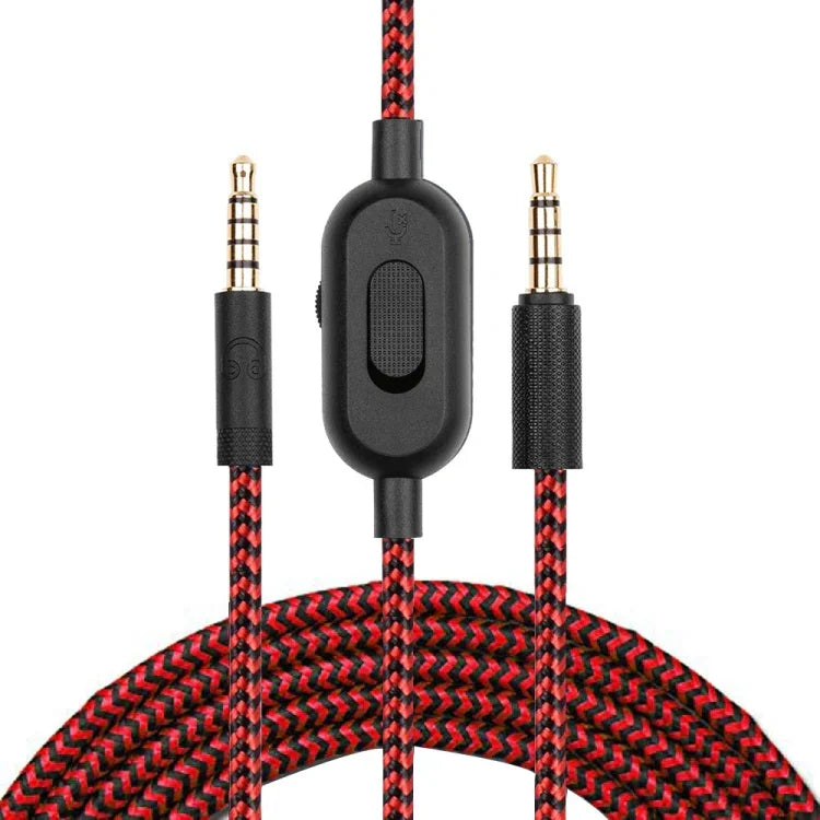 Cabo de Áudio para Auriculares Gaming Macho para Macho 3,5mm Logitech G433 / G233 / G Pro / G Pro X com Controlo por Fio, Comprimento do Cabo: 2m