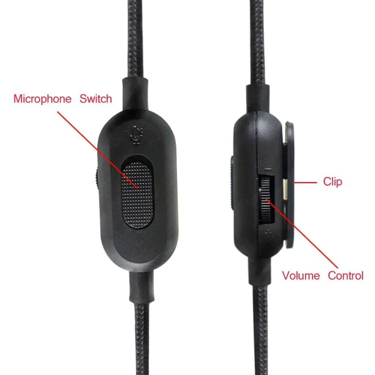 Cabo de Áudio para Auriculares Gaming Macho para Macho 3,5mm Logitech G433 / G233 / G Pro / G Pro X com Controlo por Fio, Comprimento do Cabo: 2m