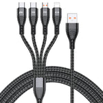 Cabo de Dados de Carregamento Rápido 4 em 1 66W 6A USB para 8 Pinos + Micro USB + Duplo USB-C / Type-C, Comprimento do Cabo: 2m, 2m, 2m 66W
