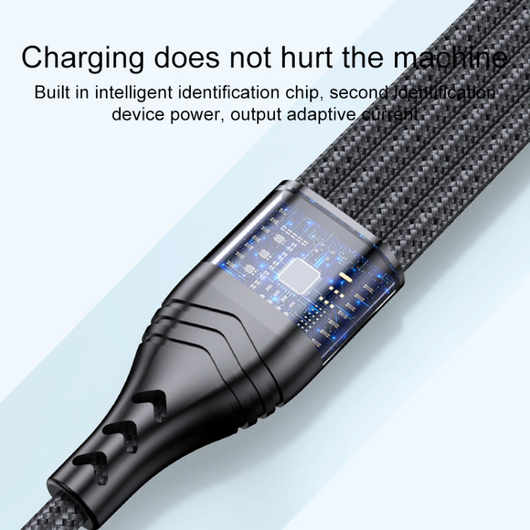 Cabo de Dados de Carregamento Rápido 4 em 1 66W 6A USB para 8 Pinos + Micro USB + Duplo USB-C / Type-C, Comprimento do Cabo: 2m, 2m, 2m 66W