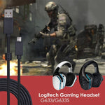 Cabo de Áudio USB para Auriculares Logitech G633 / G633s com Suporte a Chamadas / Iluminação do Auricular ZS0155, Comprimento do Cabo: 2m, Para Logitech G633 2m
