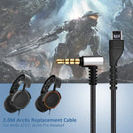 Cabo de Áudio para Auriculares SteelSeries Arctis 3 / 5 / 7 ZS0135, Comprimento do Cabo: 2m, Cabo de Áudio Preto, Cabo de Áudio Prateado