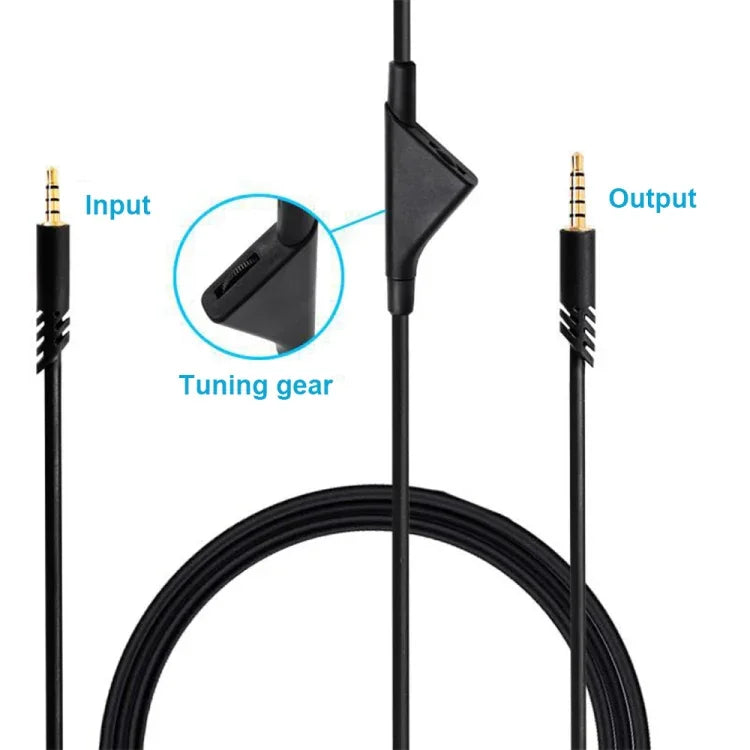 Cabo de Áudio para Auriculares com Controlo de Volume Macho para Macho 3,5mm Logitech Astro A10 / A40 / A30 ZS0175, Comprimento do Cabo: 2m, Para Logitech Astro A10 2m